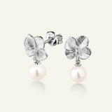 Firkløver perleøreringe, sølv