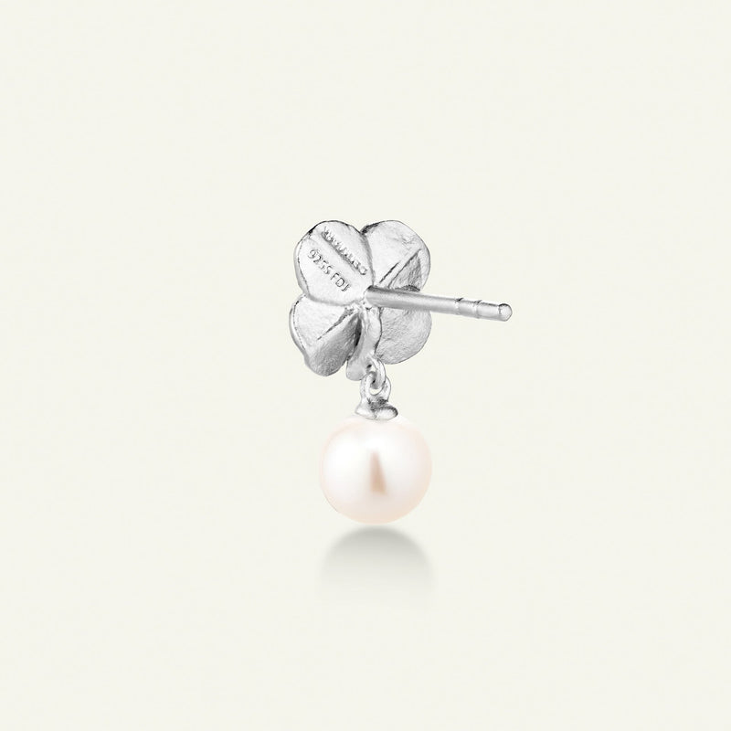 Firkløver perleøreringe, sølv