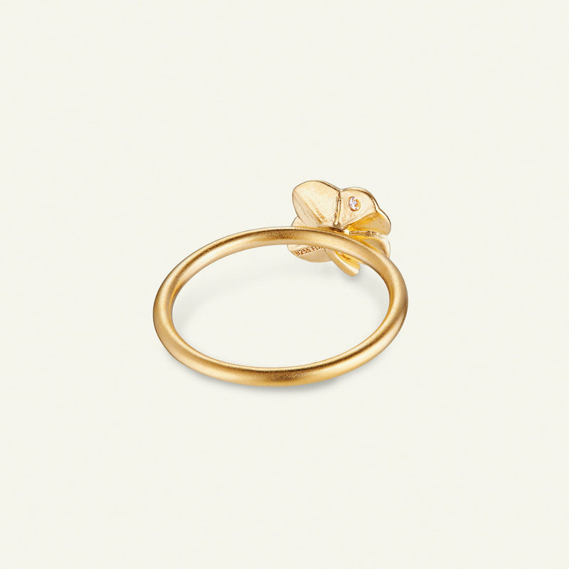 Firkløver ring, forgyldt