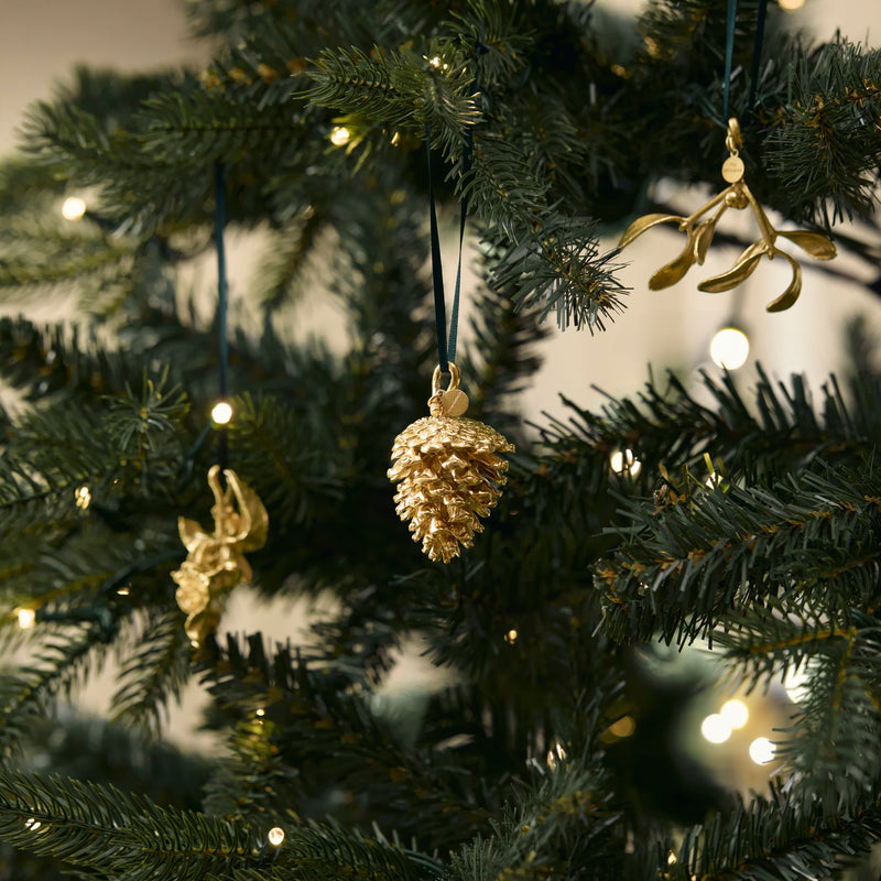 Fyrrekogle, 18 karat guldbelagt