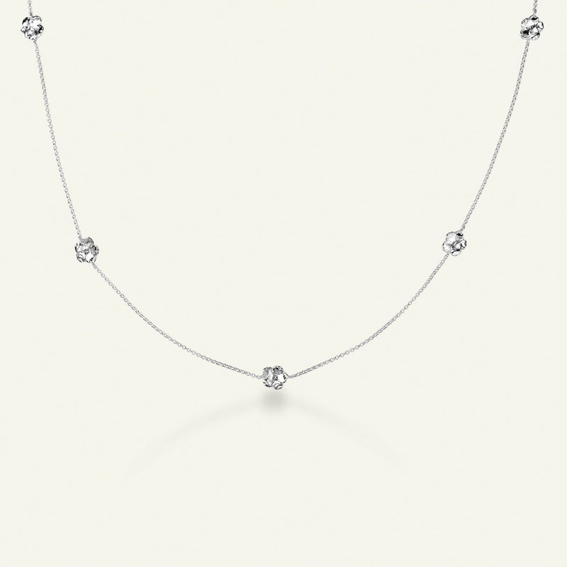 Forglemmigej halskæde sølv med justerbar kæde