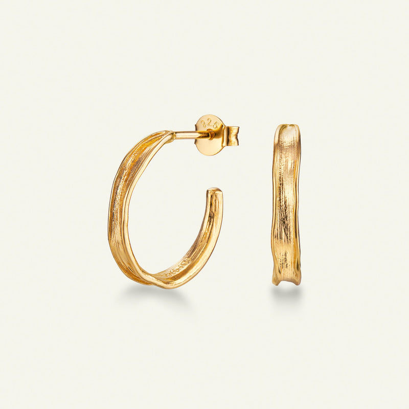 Græs Hoop Øreringe Forgyldt