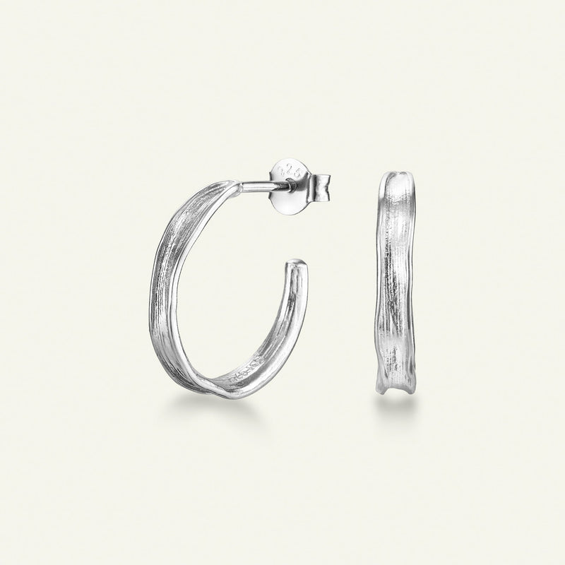 Græs Hoop Øreringe Sølv