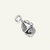Rose med diamant på silkehalskæde, sølv