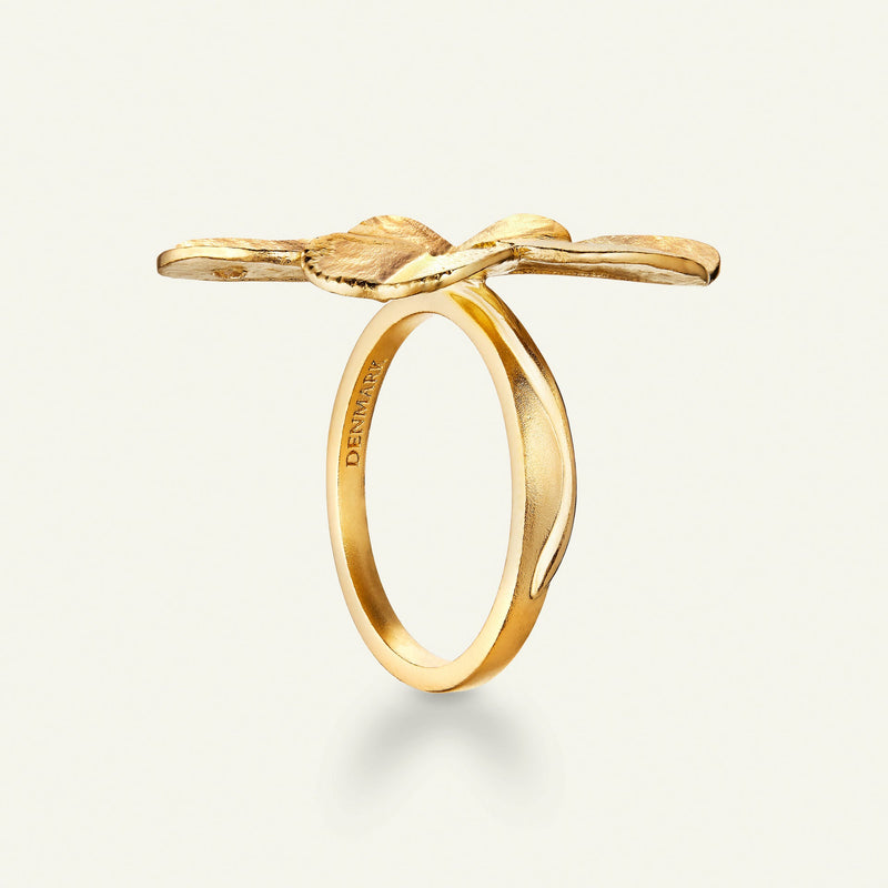 Firkløver Statement ring forgyldt