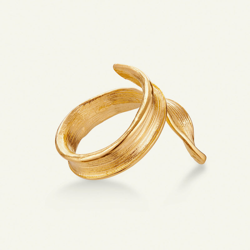 Græs Statement Ring forgyldt