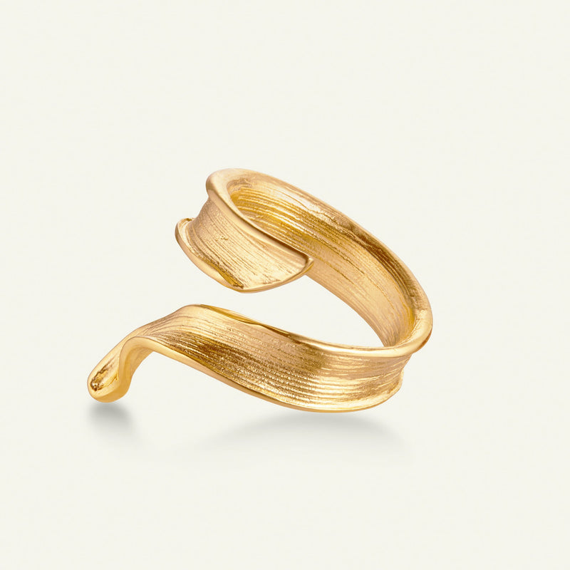 Græs Statement Ring forgyldt
