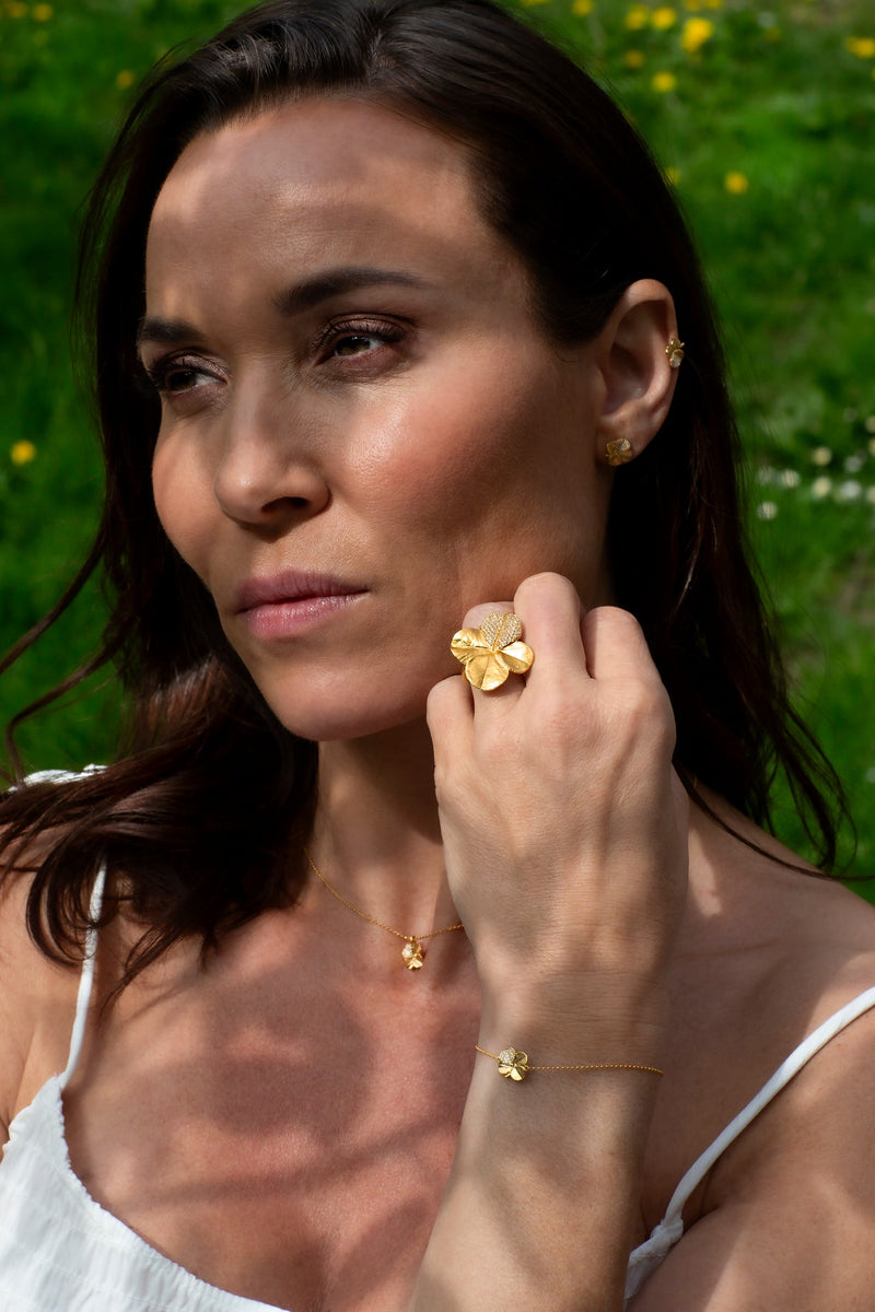 Firkløver armbånd pavé forgyldt