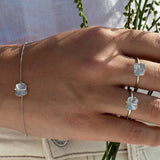 Firkløver armbånd sølv, justerbar længde