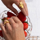 Firkløver ring pavé forgyldt