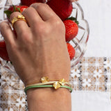 Firkløver silkearmbånd champagne, guld