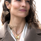 Firkløver med silkehalskæde, forgyldt