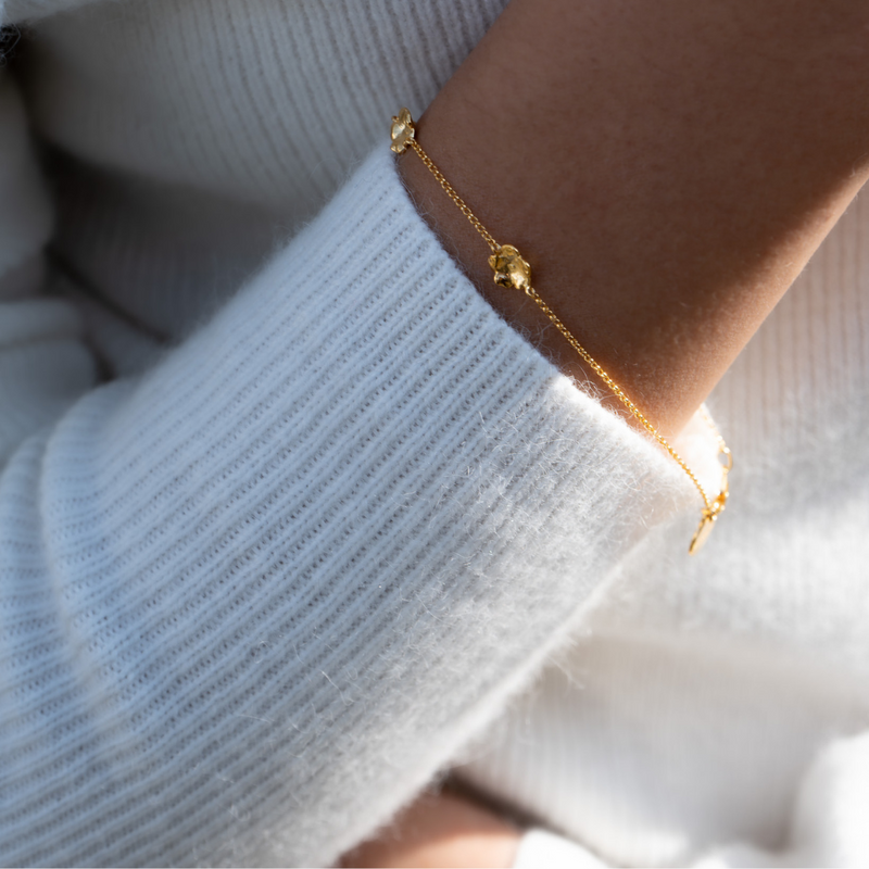 Forglemmigej Armbånd Forgyldt, justerbar længde